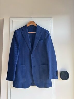 Suitsupply Havana Traveller Suit - 34R - Blue Pinstripe - Cerruti 100% Wool